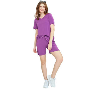 Ensemble T-shirt et short en coton surdimensionné à imprimé personnalisé, tenue élégante pour femmes en 2 pièces assorties pour un usage quotidien, ensembles d'été - Product Image 2