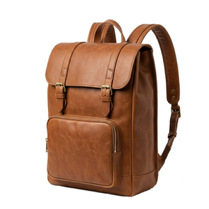 Sac à dos vintage en cuir véritable, spacieux, avec compartiment pour ordinateur portable, bretelles réglables, pour le travail, l'université, les voyages et les activités de plein air - Product Image 3