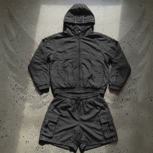 Conjunto de Pantalones Cortos de Nailon Unisex 2026, Hechos a Medida, Conjunto de Dos Piezas con Cremallera de Poliéster y Nailon, Chaqueta Cortavientos y Pantalones Cortos Deportivos para Hombre - Product Image 1