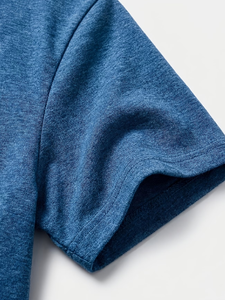 Men's Stand Collar Short Sleeve Jersey Knitted Polyester/Cotton T-Shirt Regular Fit Solid Color Casual Regular Length Blue - Product Image 6
