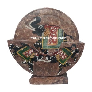 Wholesale High Quality Soapstone Coasters Set for Coffee Tea Kitchen Dining Table <b>Decoration</b> Includes Stone Holder - Product Image 5