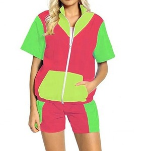 Custom Made Factory Manufacture Men's Panel Work Windbreaker Polyester Nylon Tracksuit Mens <b>Track</b> Zip up <b>Jacket</b> and Shorts Set - Product Image 4