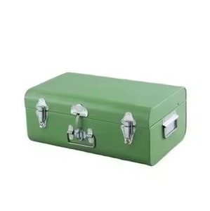 Coffre de rangement en métal vert sauge très demandé, en fer thermolaqué, vintage, pour souvenirs et objets précieux - Product Image 1