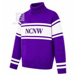 Col roulé personnalisé du Conseil National des Femmes Noires, avec logo brodé sur le devant, rayé violet et blanc, pour vêtements grecs féminins - Product Image 2