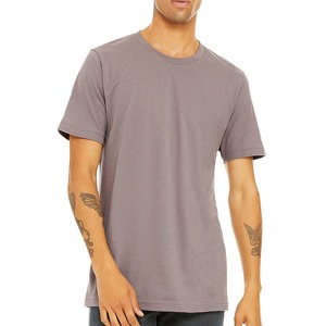 <b>Men's</b> Gray Short Sleeve O-Neck Casual Knitted T-Shirt Regular Fit Solid Color 100% Cotton Jersey Fabric - Product Image 1