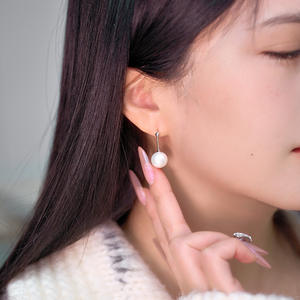 Pendientes Largos de Plata de Ley S925 con Diseño Francés, Perlas Edison Naturales de Agua Dulce para Mujer, Joyería de Perlas Tridimensional Simple - Product Image 3