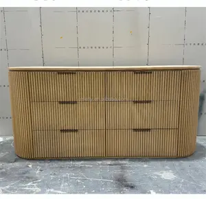 Customization New Arrival Modern American Design Bedroom Furniture Sets Oak 6 Drawer Dresser