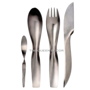 Flatware Stainless Steel Metal Shinny Polished Sets Of 6 Piece Cutlery Mirrored Steel Handle Hot Pot Colander Cooking Spoon - Product Image 2