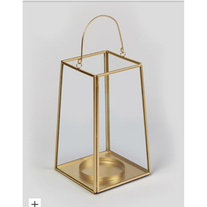 Lanterne à bougie en acier inoxydable et verre finition cuivre pour la décoration de la maison et les mariages, lanterne à bougie suspendue en promotion - Product Image 2