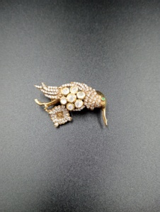 <b>Gold</b> Plated Bird Brooch Moissanite Polki Stones Brilliant Cut Animal Shape Unisex Fashion Accessory Wedding Engagement - Product Image 4