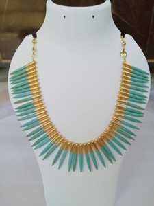 Boho Handmade Turquoise Spike Beaded <b>Statement</b> <b>Necklace</b> Gold Plated Brass & Stone Unisex Party Jewelry - Product Image 2