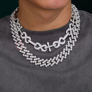 Collier triple tennis tendance 2026, bijoux fins, pendentifs et breloques, chaîne cubaine Hip Hop en Moissanite VVS, luxe - Product Image 3