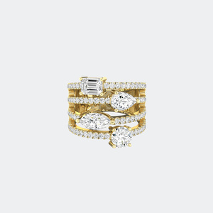 Anillo llamativo de varias filas con engaste de pavé de formas mixtas y 2.75 quilates de peso total - Product Image 4