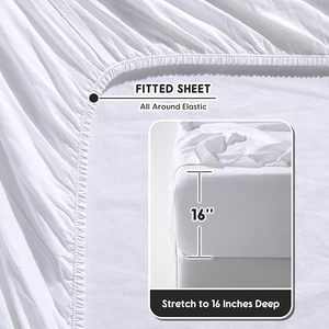 For Hotel 100% Linen Woven Modern Grade 4-Piece Bed <b>Sheet</b> Set <b>White</b> 100TC Solid Pattern Eco-Friendly All-Season Custom Logo - Product Image 6