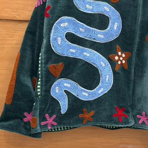 Chaqueta de Invierno para Mujer, Tejida, Verde Oscuro, con Bordado Floral a Mano, Cuello Mandarín, Acolchada, Ecológica, Gruesa, de Manga Larga - Product Image 4