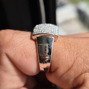 Anillo de Compromiso con Moissanita de Corte Brillante Redondo y Diamantes Pavé para Hombre, Estilo Hip Hop, Anillo de Cúpula para Caballero, Joyería de Plata Esterlina 925 - Product Image 6