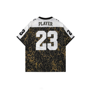 Maillot de football américain col en V pour hommes, imprimé léopard, vêtements de sport, tee-shirt en maille à épaules étoilées, uniforme hip-hop personnalisé, fournisseur en gros - Product Image 4