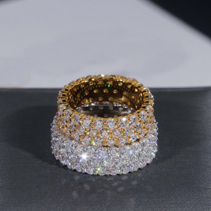 Iced Out Round Cut Moissanite Diamond <b>Statement</b> <b>Ring</b> 925 Sterling <b>Silver</b> Pave Set Anniversary Band Hip Hop Style Gifts for Men's - Product Image 6