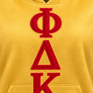 PDK Striped Sleeve <b>Hoodie</b> <b>Women</b> Gold <b>Red</b> 1923 Block Letters Pullover Hooded Sweatshirt Ribbed Waistband Sorority - Product Image 5