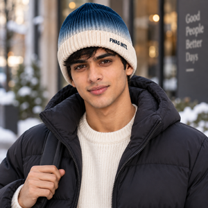 Bonnets en tricot dégradé de haute qualité avec logo brodé, casquette unisexe à revers côtelé, couvre-chef streetwear d'hiver, fournisseur B2B en gros USA - Product Image 4