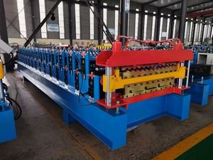 하이 퀄리티 이중 층 골판지 사다리꼴 지붕 프레스 만들기 기계 유약 타일 IBR 시트 롤 성형 기계 PLC - Product Image 5