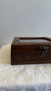 Boîte à épices en bois artisanale avec couvercle et cuillère, organisateur d'épices de cuisine à 9 compartiments, conteneur de rangement pour épices en bois - Product Image 4
