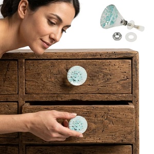 Industrial Decorative <b>Crystal</b> Glass Spiral <b>Knobs</b> Drawer Cabinet Handle Pulls Wardrobe Kitchen Bedroom Living Room Dining Beads - Product Image 2