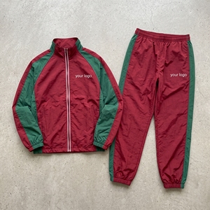 Survêtement de sport deux pièces OEM en gros, coupe-vent zippé pour homme, idéal pour la course longue distance et l'entraînement physique, en nylon, manches longues - Product Image 1