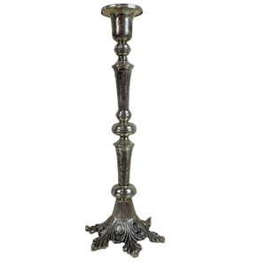 Polished <b>Silver</b> Metal Candle Holder Tall Elegant Taper <b>Candlestick</b> Stand For Home Living Room & Wedding Table Centerpiece Decor - Product Image 3