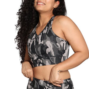 Sujetador Deportivo Corto de Alta Calidad con un Solo Tirante para Mujer, Sujetador Deportivo de Camuflaje para Gimnasio - Ropa Deportiva Transpirable de Secado Rápido para Yoga - Product Image 3