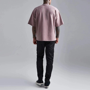 T-shirt Homme Coupe Droite Couleur Unie Spandex/Polyester Col Rond Manches Courtes Décontracté Jersey Uni 200 Grammes Sportif Teint Uni - Product Image 3