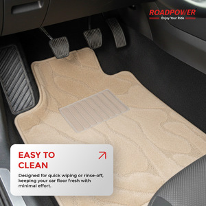 ROADPOWER (RP-MAT-188) Universal 5-Piece Premium Carpet Car <b>Floor</b> Mats For Front And Rear <b>Seats</b> Protects Vehicle From Dirt - Product Image 3