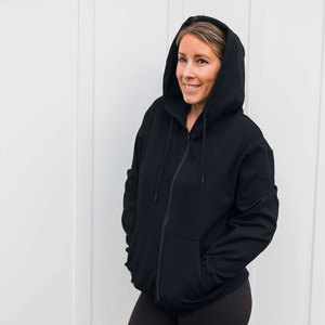 Sweat-shirt à capuche pour femme avec empiècements, logo personnalisé, couleur contrastante, vêtement de mode urbaine professionnelle, Nouveauté 2026 - Product Image 1