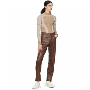 กางเกงหนังผู้ชายทรงตรงแบบใหม่ คุณภาพสูง ออกแบบตามสั่ง - Product Image 5