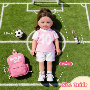 Muñeca Reborn Babeside Doreen <span class=keywords><strong>de</strong></span> 16 Pulgadas, <span class=keywords><strong>de</strong></span> Vinilo, Niña con Cabello Largo Castaño, Traje <span class=keywords><strong>de</strong></span> Fútbol, Linda y Dulce, <span class=keywords><strong>Kit</strong></span> <span class=keywords><strong>de</strong></span> Regalo - Product Image 3