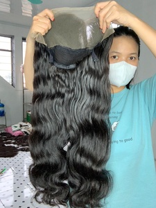 Vente en gros de cheveux humains indiens Remy longs pour tissage sans colle, densité 180%, dentelle transparente, pré-épilés, cuticules alignées, pour femmes noires - Product Image 5