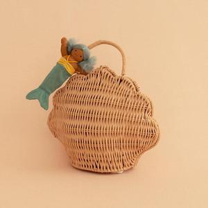 New design rattan seashell kid purses top quality <b>wicker</b> children shell shape purse handmade baskets for toddlers - Product Image 3