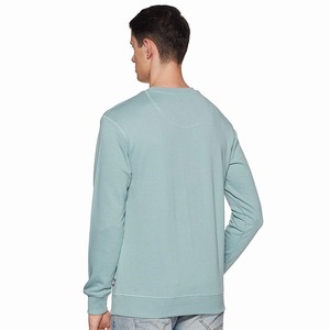 Men's <b>Light</b> Blue Crew <b>Neck</b> Knitted Sweatshirt Solid Color Casual Long Sleeve Autumn Wear For Men - Product Image 2