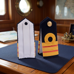 JIFK ENTERPRISES - Epaulettes Personalizadas de la Marina Mercante, con Encaje Dorado y Trenza, Insignia de Rango, en Poliéster/Algodón, Par de Pliegues de Hombro - Product Image 2