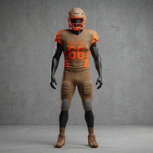 Custom Brown Orange American Football Jersey <b>Padded</b> <b>Pants</b> Set Team Uniform Sportswear Wholesale Manufacturer Supplier Bulk - Product Image 4