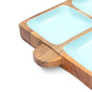 Vente chaude Taille Personnalisée Plateau Carré En Bois Naturel Écologique 4 Portions Plateau De Service De Fruits Secs Haut-Marquage Spécial Décoratif - Product Image 6