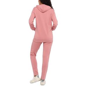 Women's Pink Hooded Tracksuit Full Zip And Pants Set Casual Sportswear With Side Pockets Breathable Spandex Cotton <b>Material</b> - Product Image 2