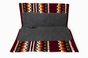 Manaal Enterprises Classic Western Saddle Pad Geometric Pattern Brown Leather Trim Wool Shell Fleece Lining Riding Equestrian - Product Image 2