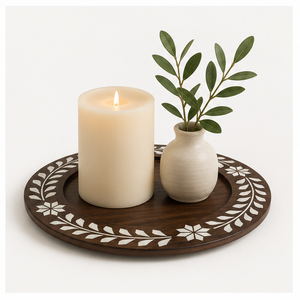 Handcrafted Mother of Pearl Inlay Acacia Wood Round Charger <b>Plate</b> for Wedding Decor and Hotel Table Setting <b>Decorative</b> <b>Plate</b> - Product Image 4