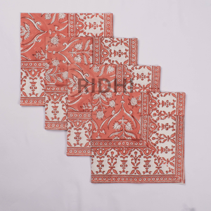 Servilletas de Algodón Rosa Floral Hechas a Mano, Reutilizables, para Mesa, Venta al por Mayor, Impresión a Bloque India, para Fiestas y Bodas - Product Image 2