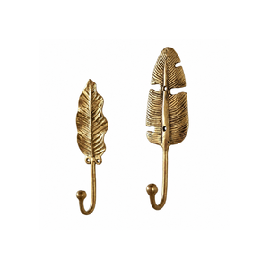Premium Golden Leaf Wall Hook Hanger Antique Brass Finish Decorative Wall Mounted Organizer for Home Office and Entryway Decor - Product Image 1