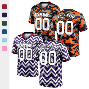 เสื้อฟุตบอลอเมริกันปักโลโก้ชื่อทีมด้านหน้า คุณภาพสูง ผลิตด้วยเทคนิค Sublimation ผ้าโพลีเอสเตอร์ 100% สำหรับแฟนๆ ทุกเพศ - Product Image 1