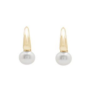 Pendientes colgantes finos de plata de ley 925 con baño de oro vermeil, minimalistas, con perlas de agua dulce irregulares, para mujer. - Product Image 3