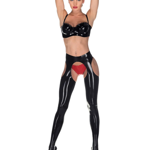 Pantimedias Negras Opacas Sexys con Aberturas en los Muslos, Largura Completa, para Mujer, para Fiestas - Product Image 1