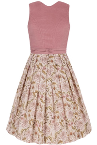 Women's Vintage Dirndl <b>Dress</b> A-Line Midi Sleeveless Floral Print With Bow Belt <b>Elastic</b> Waist Sweetheart Neck Woven Polyester - Product Image 2